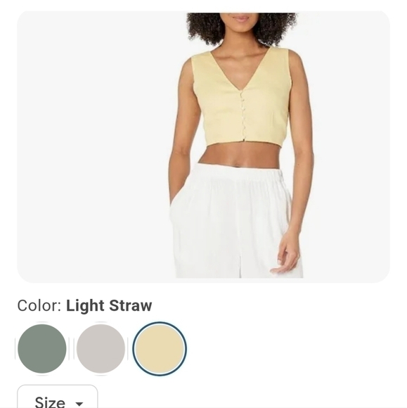 MADEWELL Gwen Supercrop Linen Tank in Light Straw (Yellow), sz 14 - Picture 1 of 9